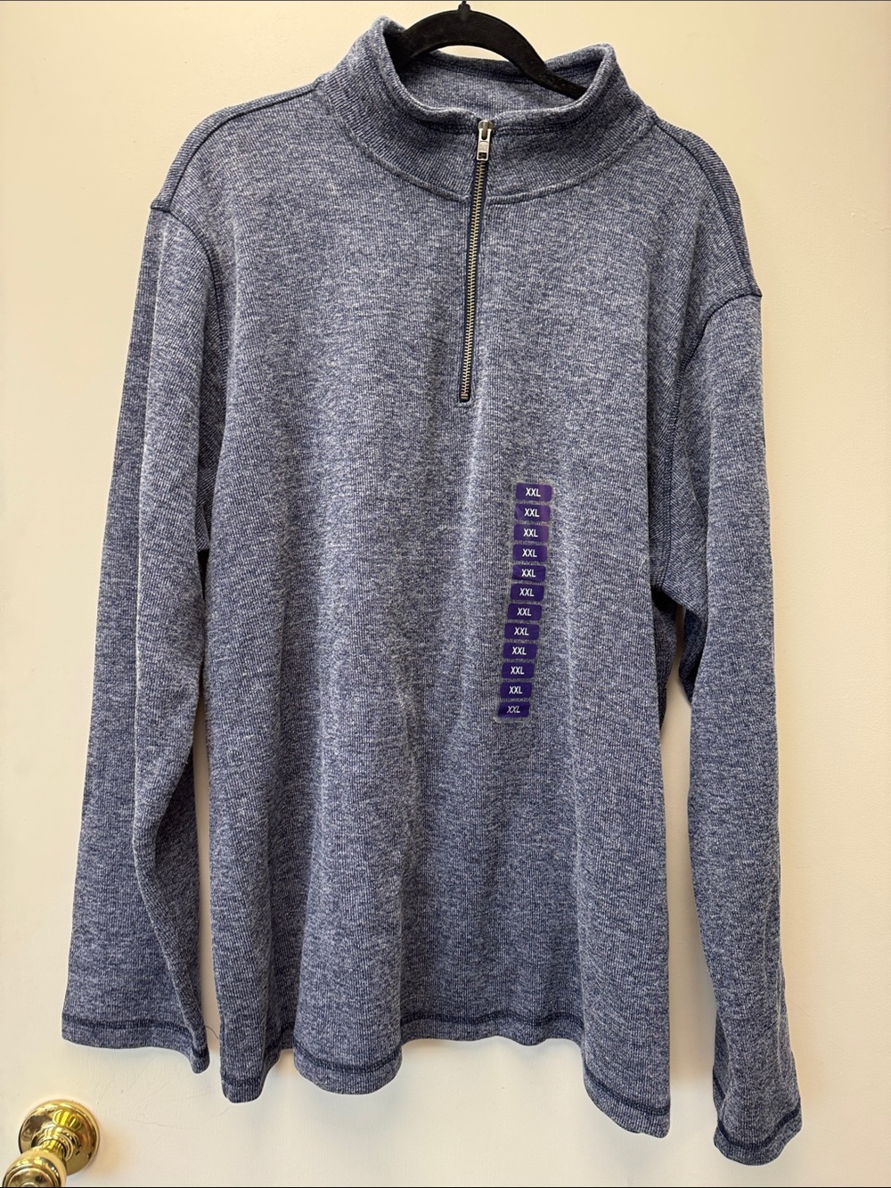 GAP Men's Heather Slate Blue Quarter-Zip Mock Neck Sweater